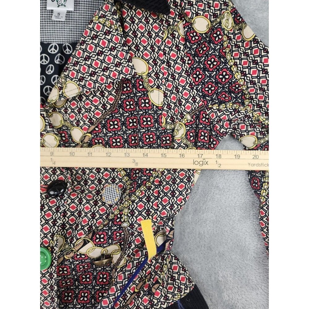 Ivy Jane Jacket Womens Small Multicolor Retro Button Front Belted Long Sleeve - Picture 5 of 12